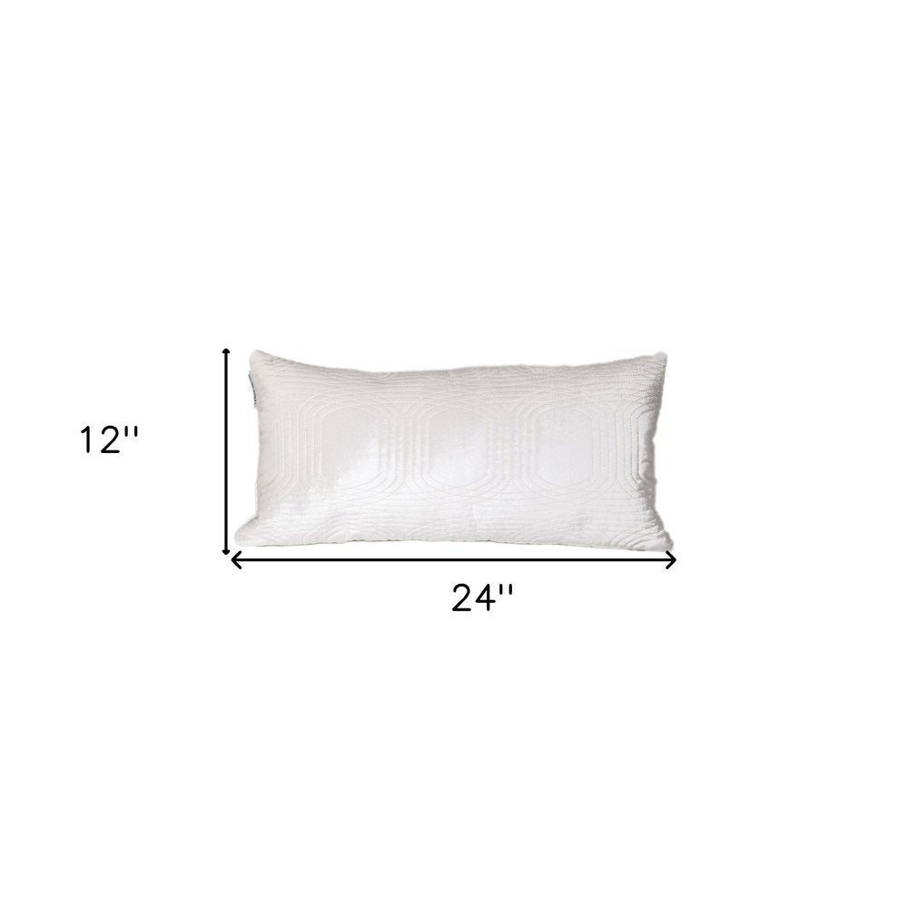 12" X 24" White Cotton Blend Throw Pillow — view 4