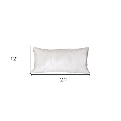 12" X 24" White Cotton Blend Throw Pillow