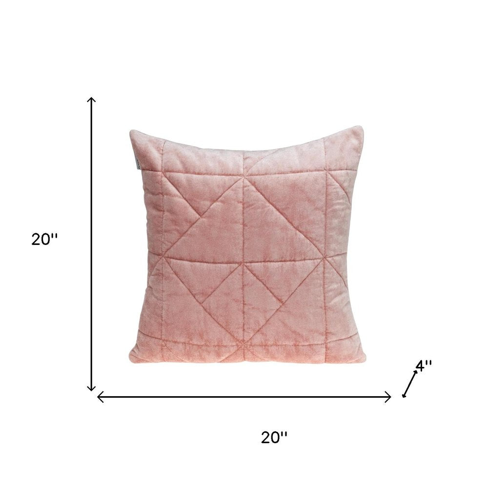 Pink Chunky Geo Stitched Velvet Decorative Throw Pillow — view 8