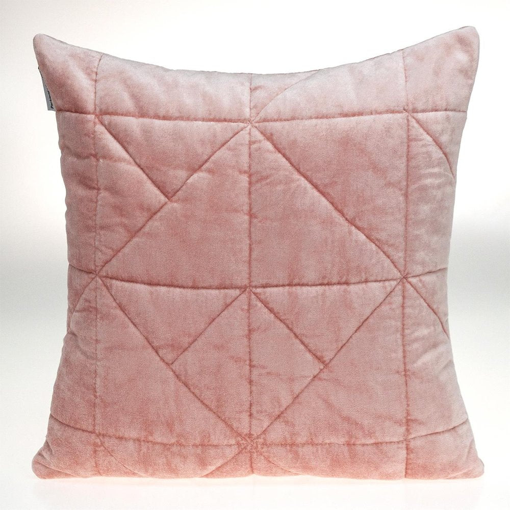 Pink Chunky Geo Stitched Velvet Decorative Throw Pillow — view 1