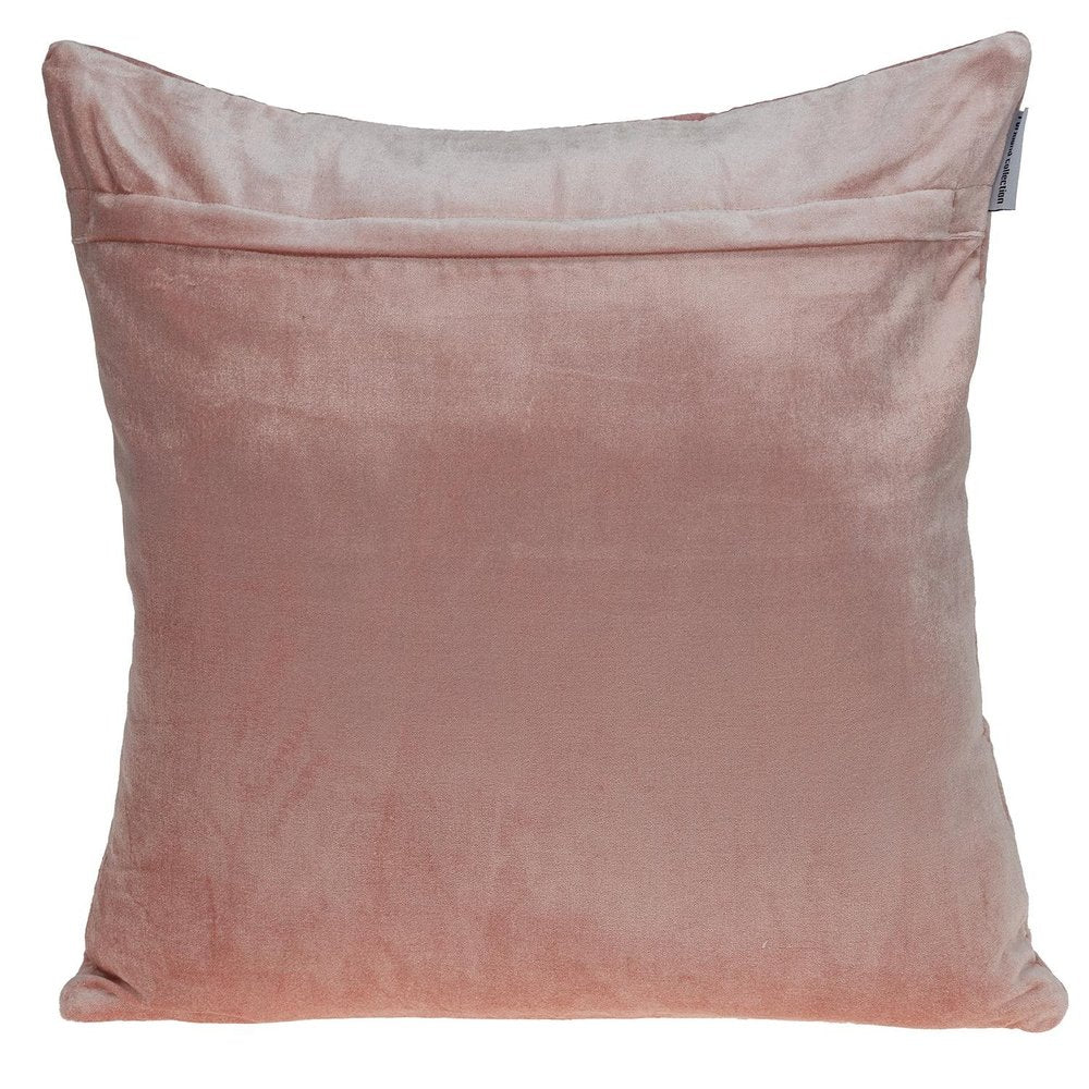 Pink Chunky Geo Stitched Velvet Decorative Throw Pillow — view 2