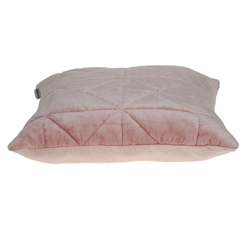 Pink Chunky Geo Stitched Velvet Decorative Throw Pillow — view 3