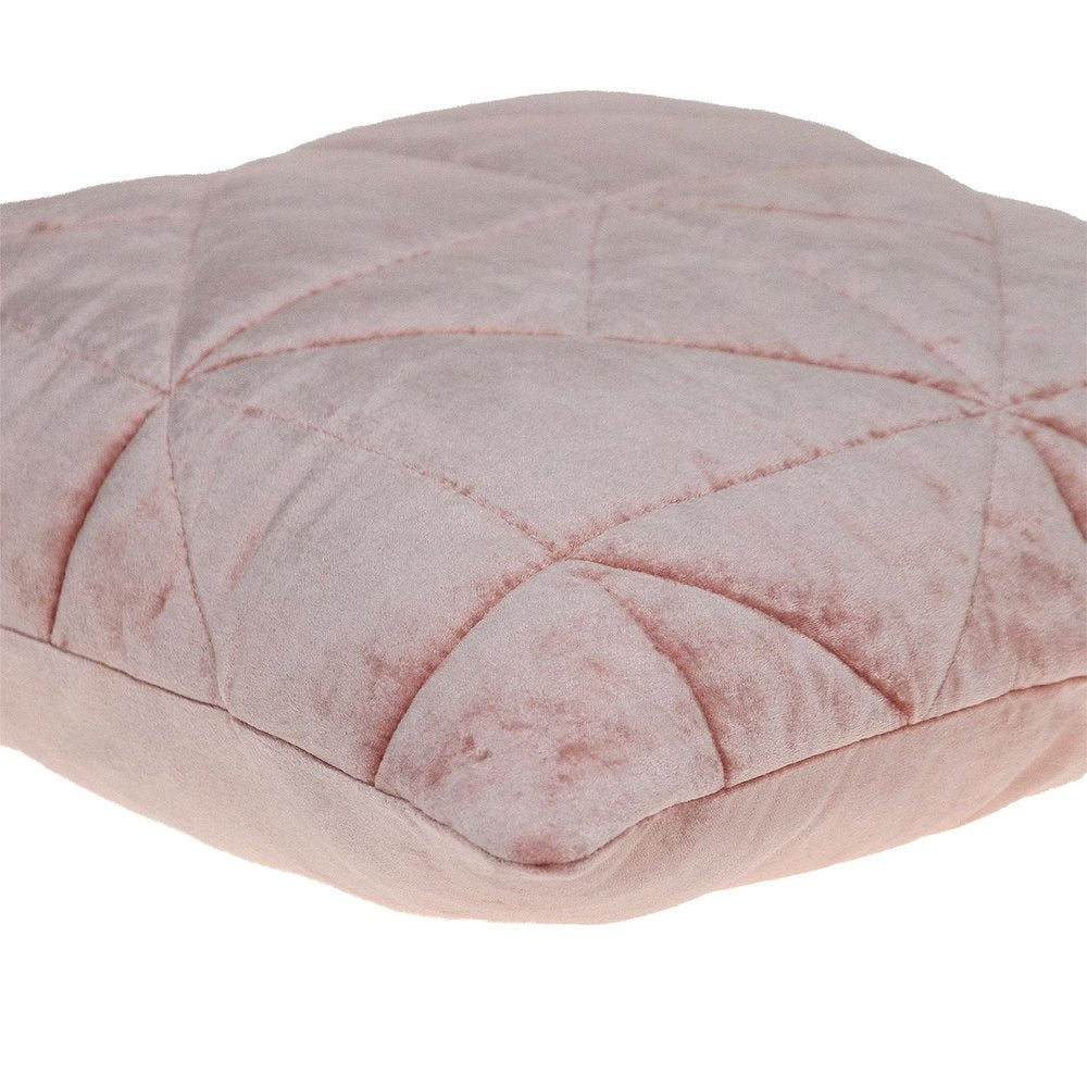 Pink Chunky Geo Stitched Velvet Decorative Throw Pillow — view 4