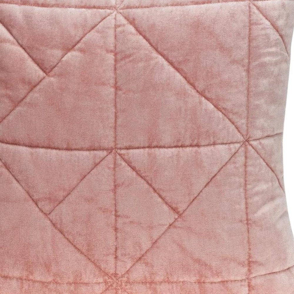 Pink Chunky Geo Stitched Velvet Decorative Throw Pillow — view 7