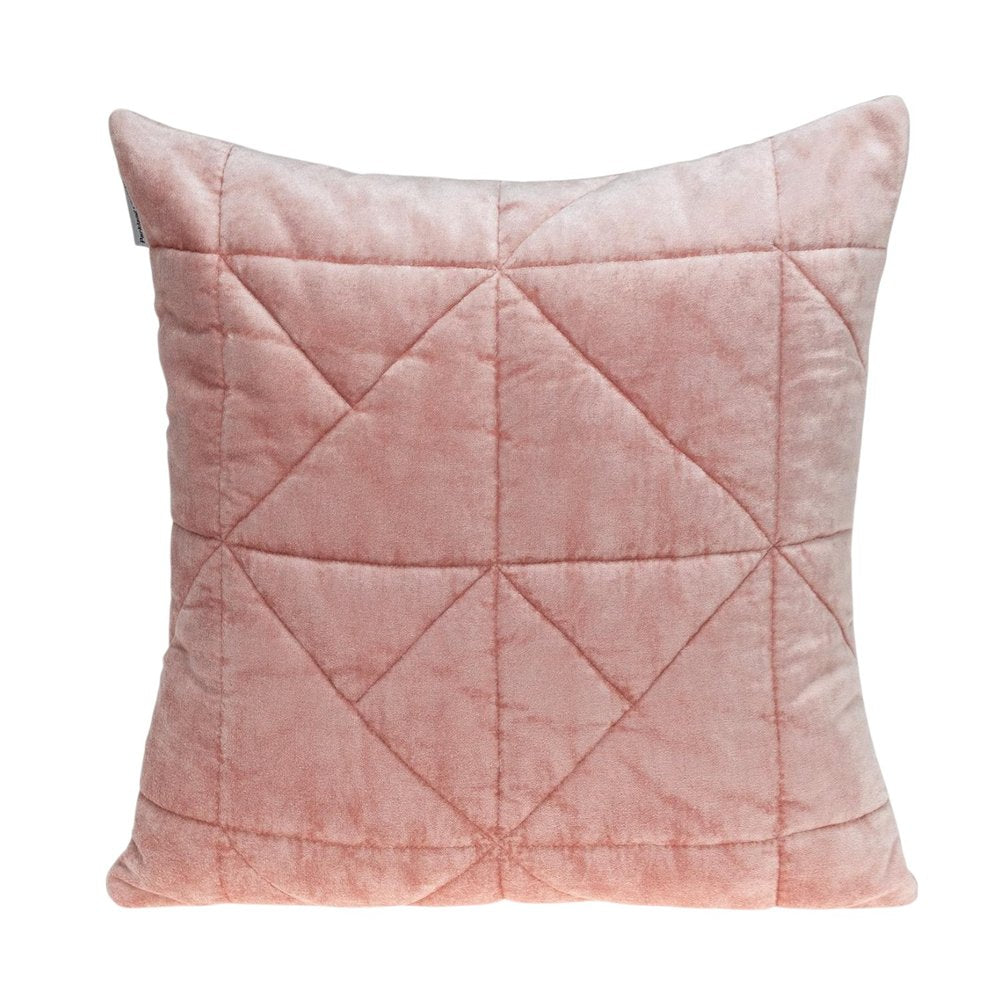 Pink Chunky Geo Stitched Velvet Decorative Throw Pillow — view 6
