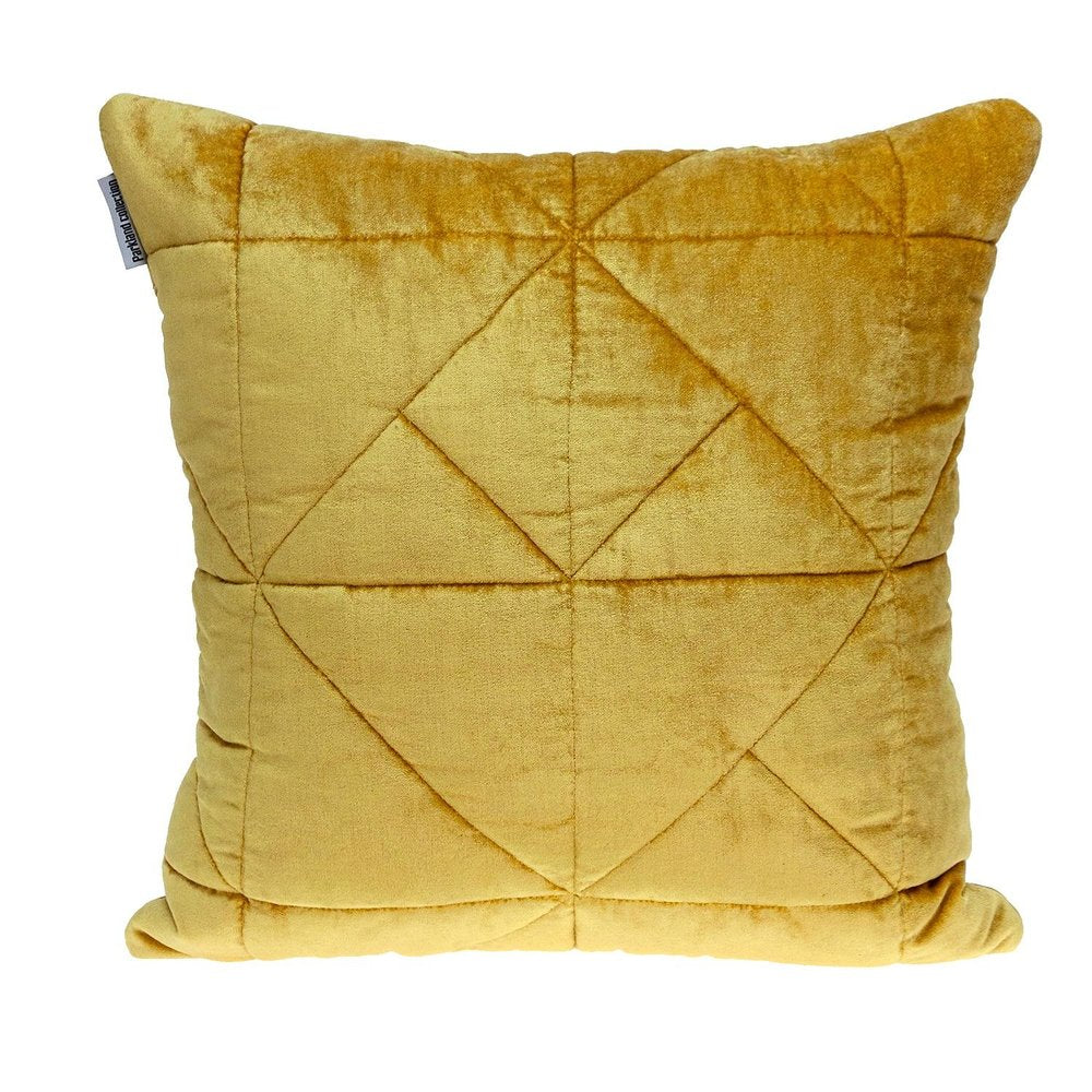 Yellow Chunky Geo Stitched Velvet Decorative Throw Pillow — view 1