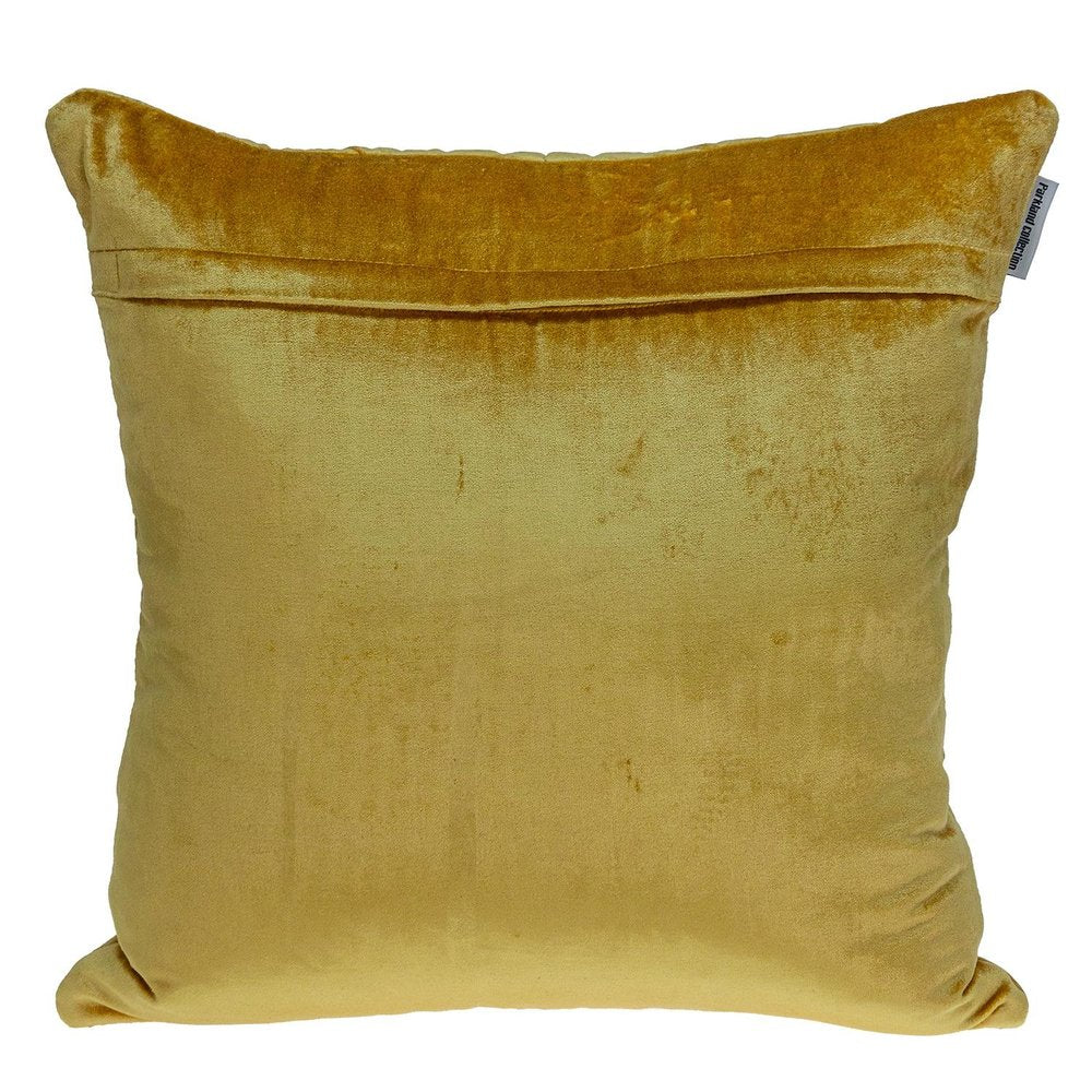Yellow Chunky Geo Stitched Velvet Decorative Throw Pillow — view 2