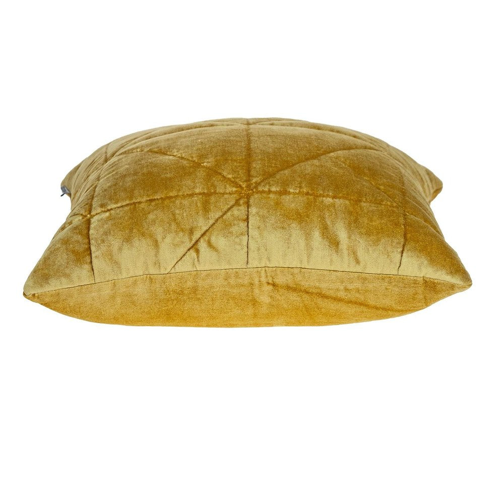 Yellow Chunky Geo Stitched Velvet Decorative Throw Pillow — view 3