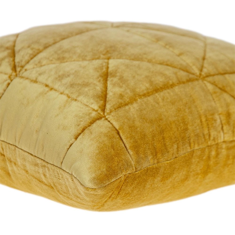 Yellow Chunky Geo Stitched Velvet Decorative Throw Pillow — view 4