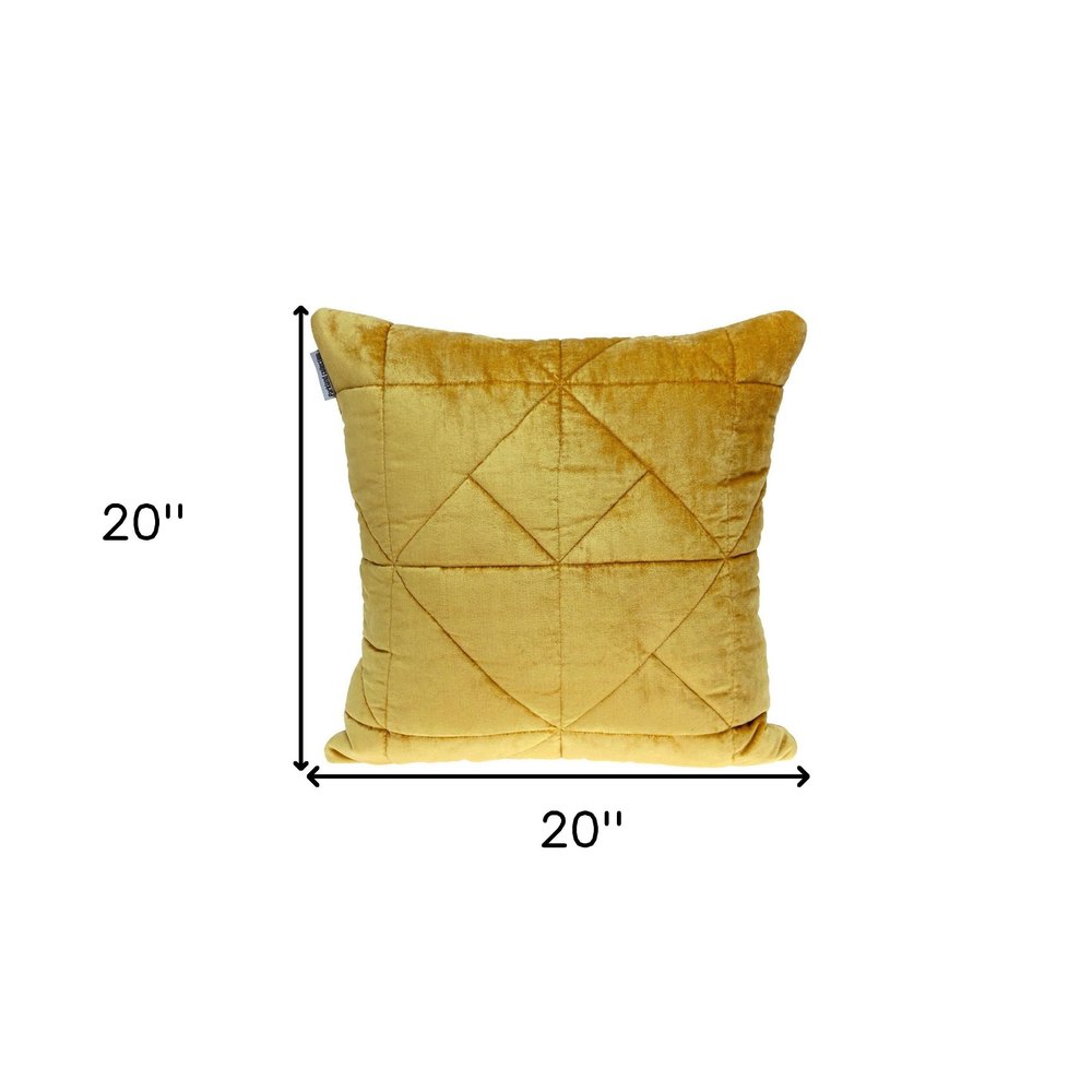 Yellow Chunky Geo Stitched Velvet Decorative Throw Pillow — view 7