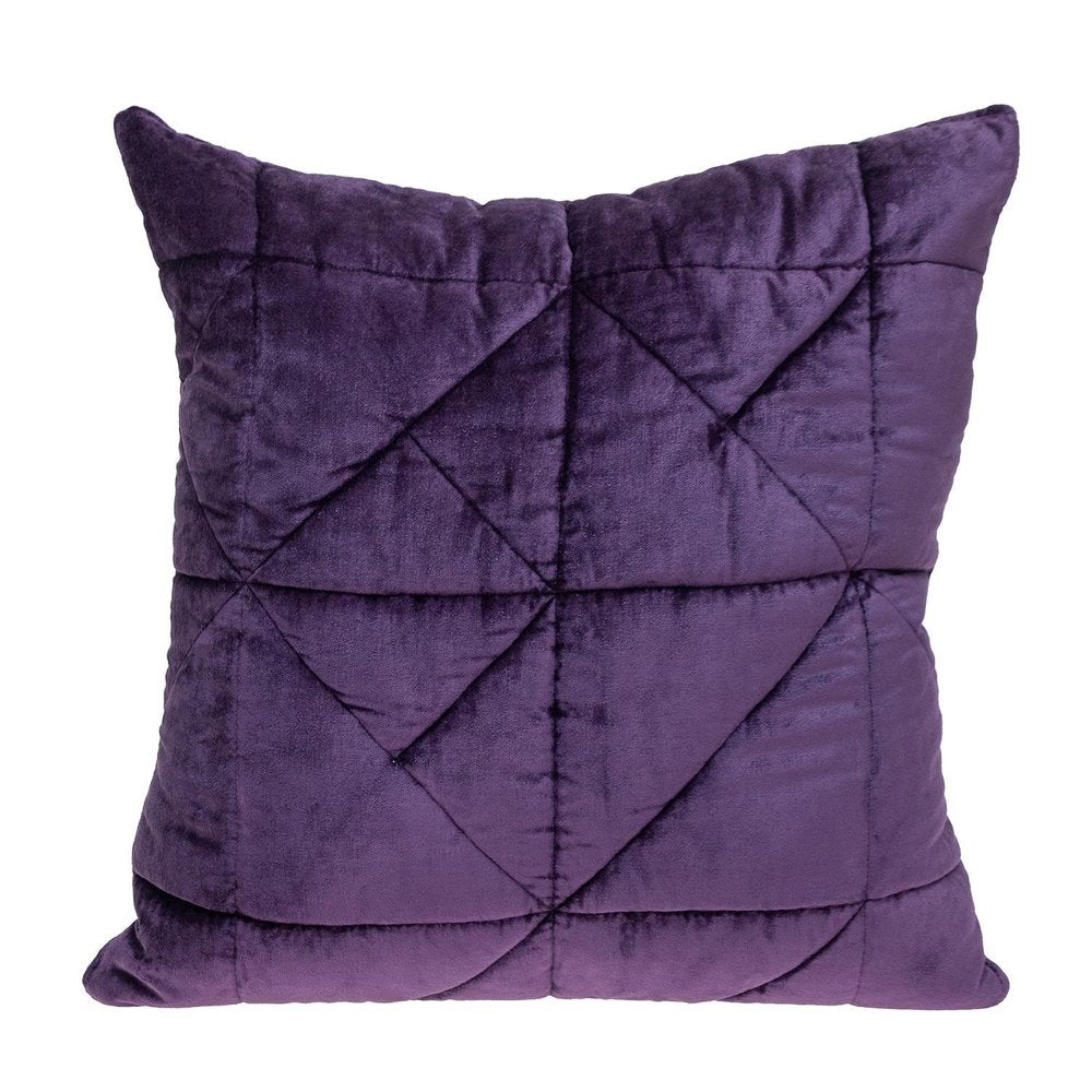 Purple Chunky Geo Stitched Velvet Decorative Throw Pillow — view 1