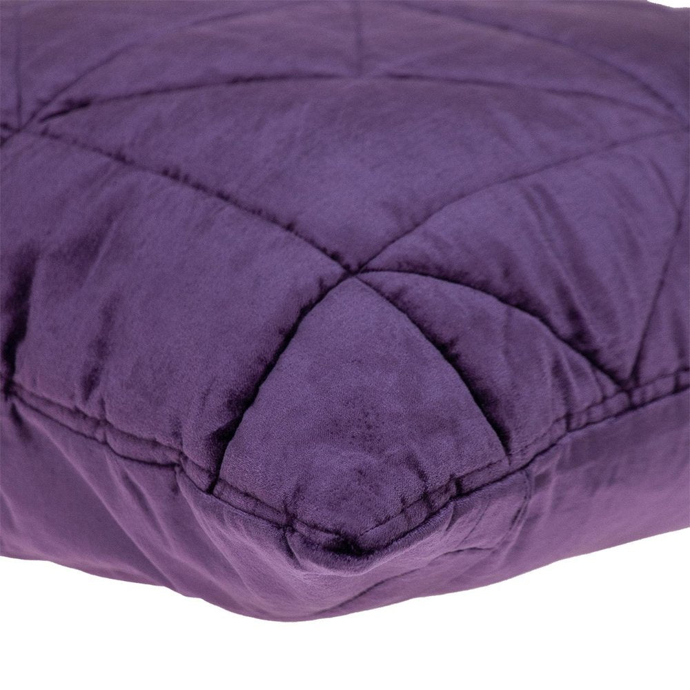 Purple Chunky Geo Stitched Velvet Decorative Throw Pillow — view 4