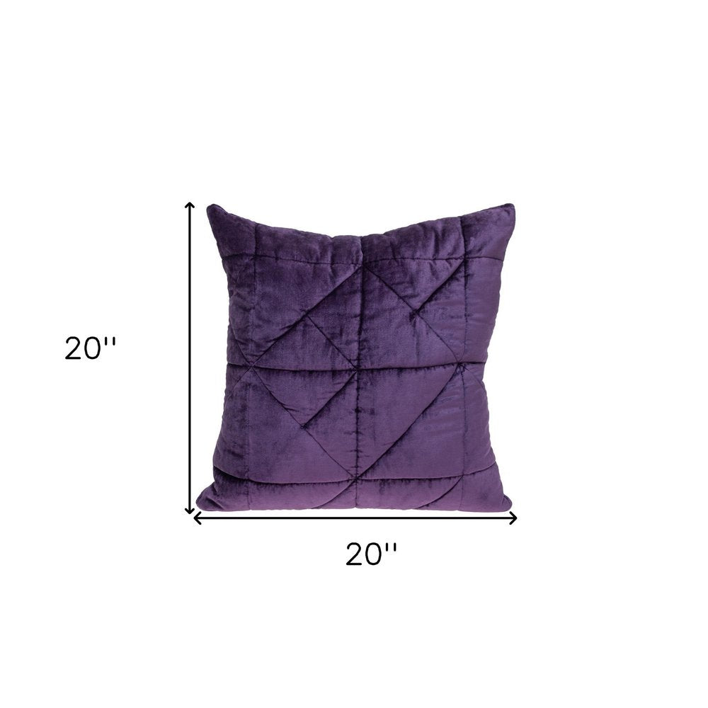 Purple Chunky Geo Stitched Velvet Decorative Throw Pillow — view 6