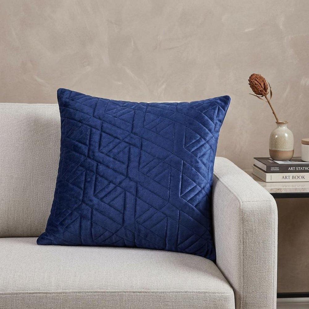20" Blue Cotton Blend Throw Pillow — view 7