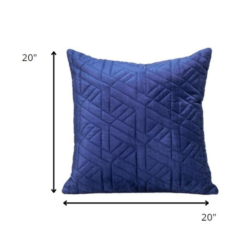 20" Blue Cotton Blend Throw Pillow — view 6