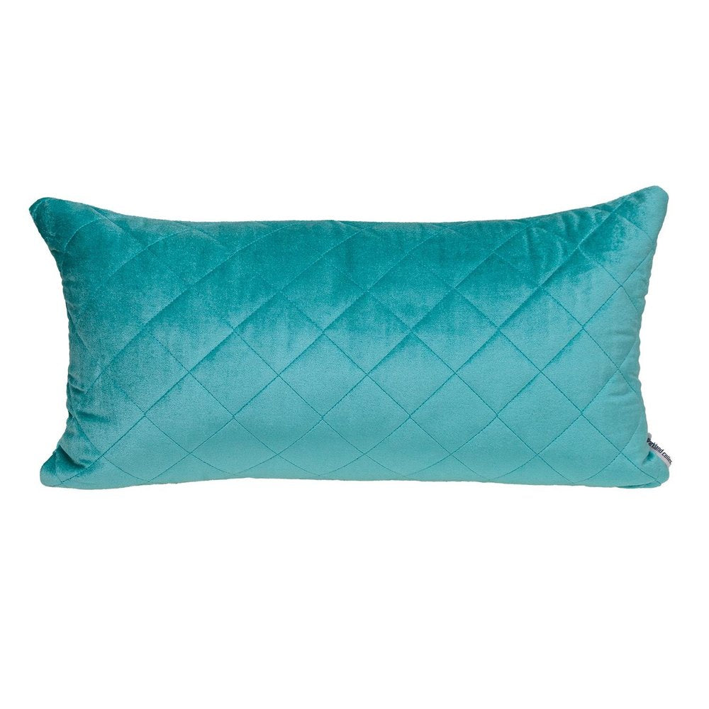 Tufted Diamond Aqua Transitional Lumbar Pillow — view 1
