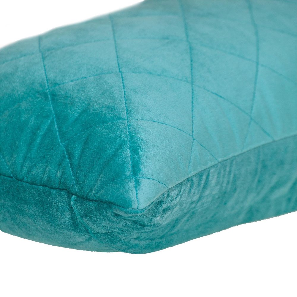 Tufted Diamond Aqua Transitional Lumbar Pillow — view 4