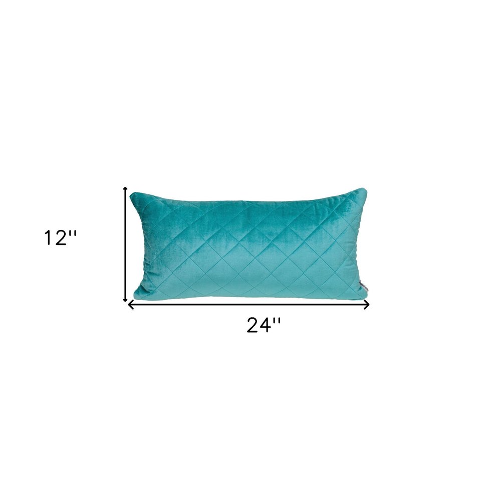Tufted Diamond Aqua Transitional Lumbar Pillow — view 6