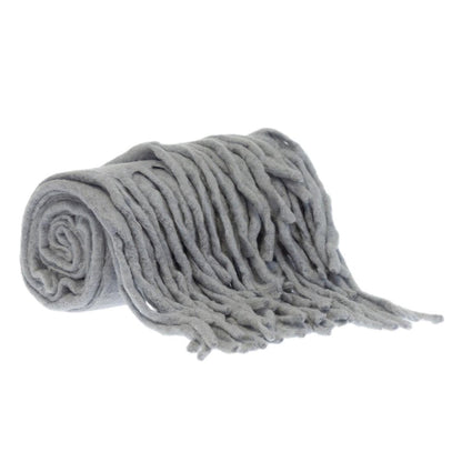 Gray Knitted Acrylic Solid Color Reversable Throw HomeRoots