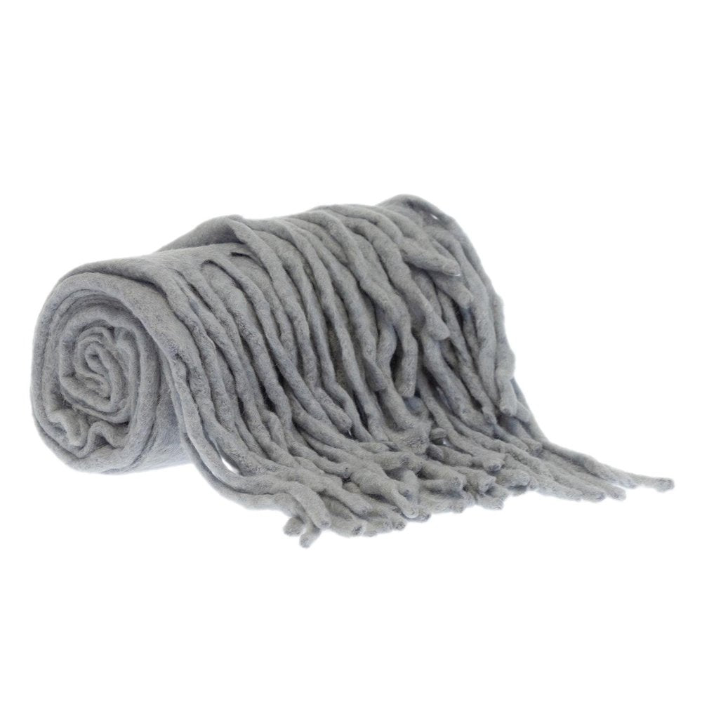 Gray Knitted Acrylic Solid Color Reversable Throw — view 2