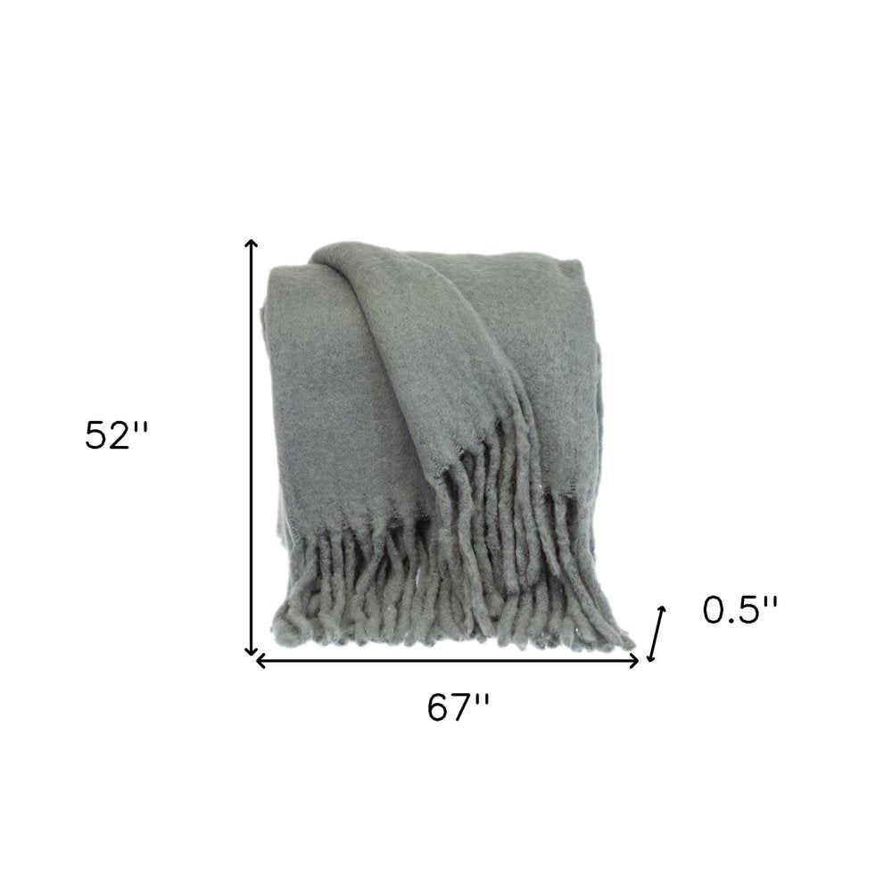 Super Soft Gray Soft Solid Color Handloomed Throw Blanket — view 9