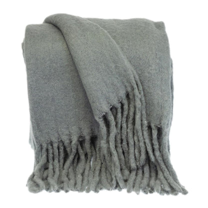 Super Soft Gray Soft Solid Color Handloomed Throw Blanket HomeRoots