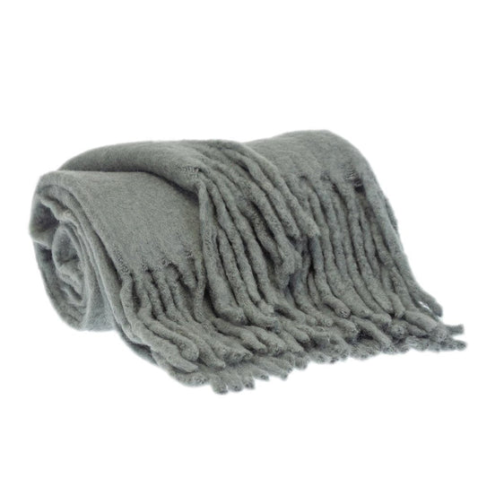 Super Soft Gray Soft Solid Color Handloomed Throw Blanket HomeRoots