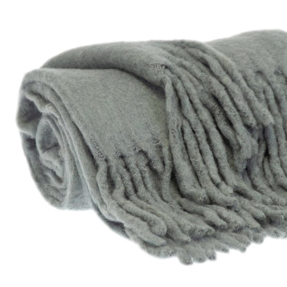 Super Soft Gray Soft Solid Color Handloomed Throw Blanket HomeRoots
