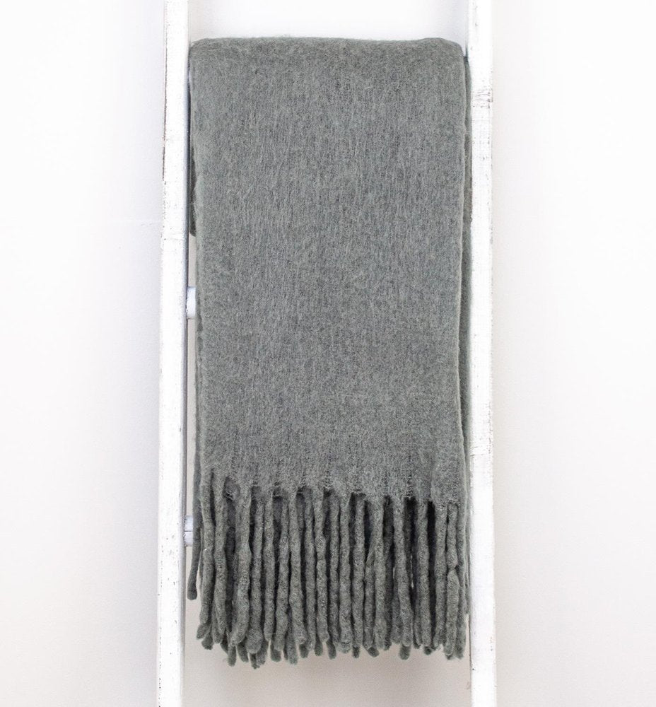 Super Soft Gray Soft Solid Color Handloomed Throw Blanket HomeRoots