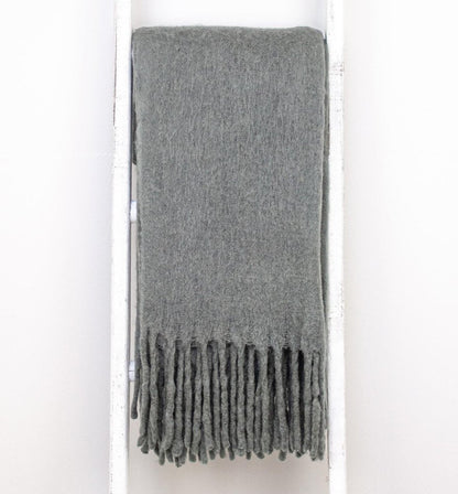 Super Soft Gray Soft Solid Color Handloomed Throw Blanket HomeRoots