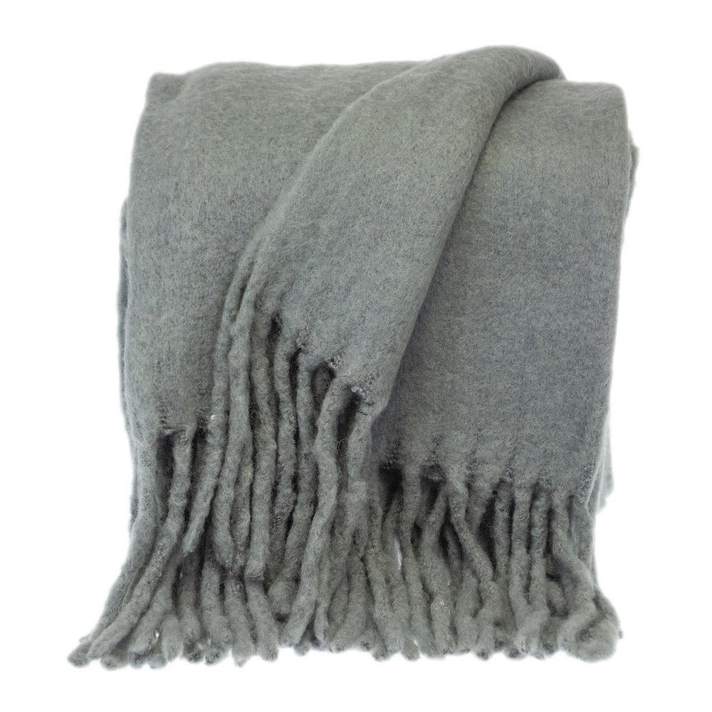 Super Soft Gray Soft Solid Color Handloomed Throw Blanket HomeRoots