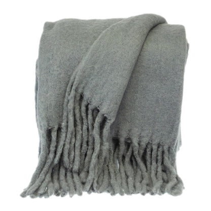 Super Soft Gray Soft Solid Color Handloomed Throw Blanket HomeRoots