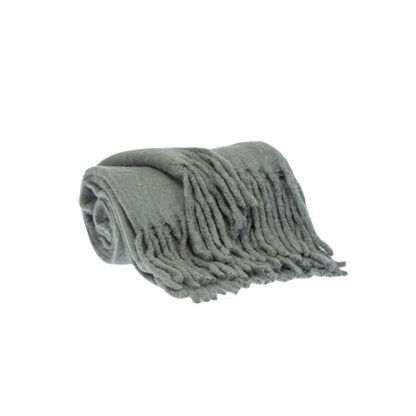 Super Soft Gray Soft Solid Color Handloomed Throw Blanket HomeRoots