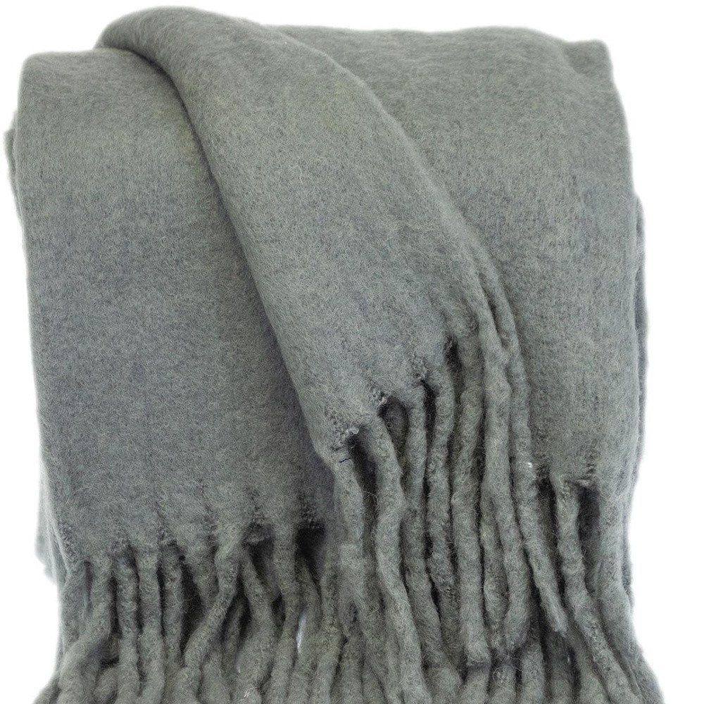 Super Soft Gray Soft Solid Color Handloomed Throw Blanket — view 7