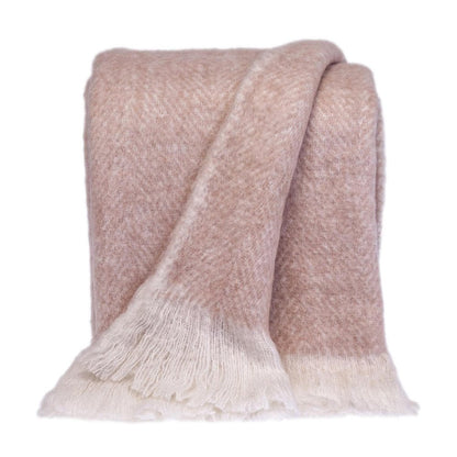 Supreme Soft Pink and White Herringbone Handloomed Throw Blanket HomeRoots