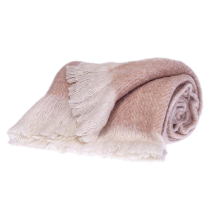 Supreme Soft Pink and White Herringbone Handloomed Throw Blanket HomeRoots