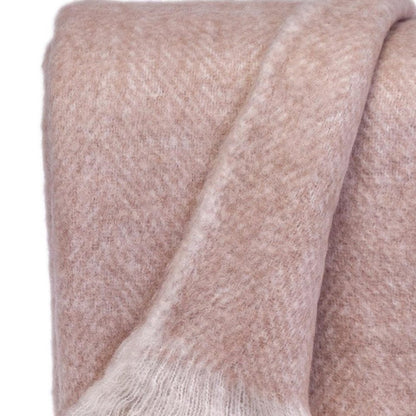 Supreme Soft Pink and White Herringbone Handloomed Throw Blanket HomeRoots