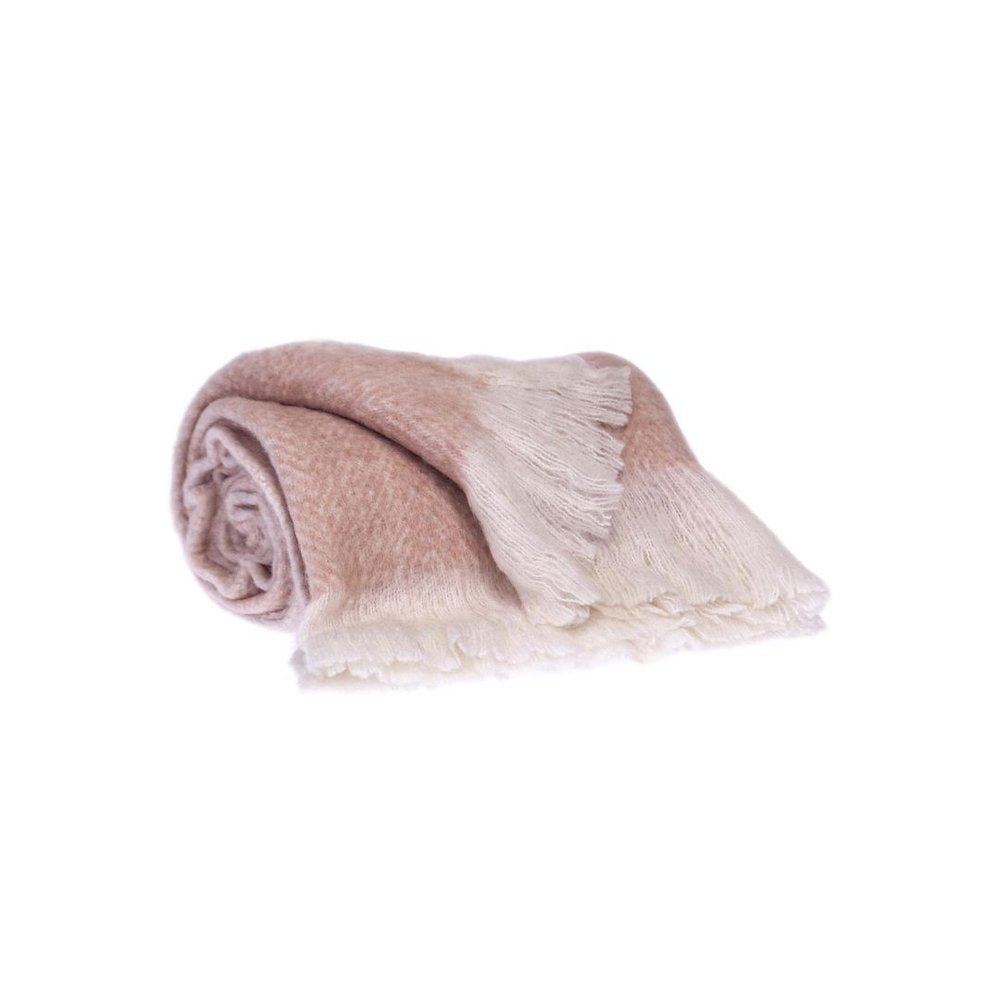 Supreme Soft Pink and White Herringbone Handloomed Throw Blanket HomeRoots