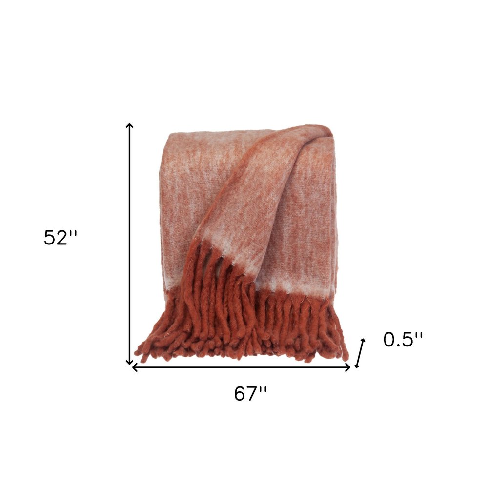 67" X 52" Red Knitted Acrylic Throw Blanket HomeRoots