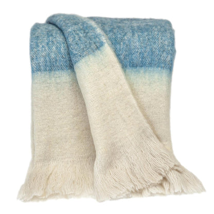 Premier Aqua and Ivory Ombre Handloomed Throw Blanket