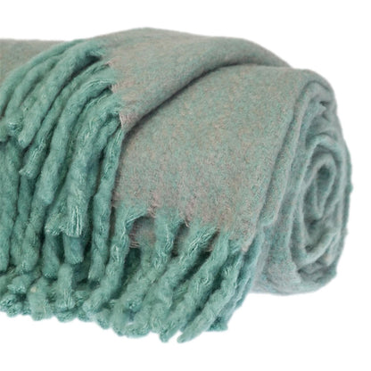 Luxury Aqua and Gray Handloomed Throw Blanket