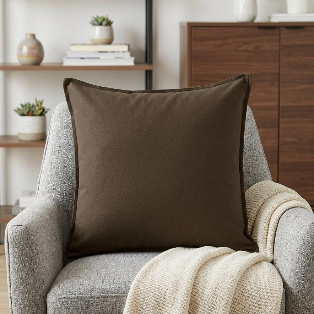 20" Brown Cotton Throw Pillow — view 5
