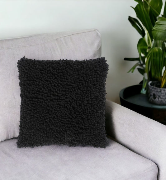18" Black Cotton Throw Pillow 6.25" (L) x 18.0" (W) x 18.0" (H) FurniFindUSA