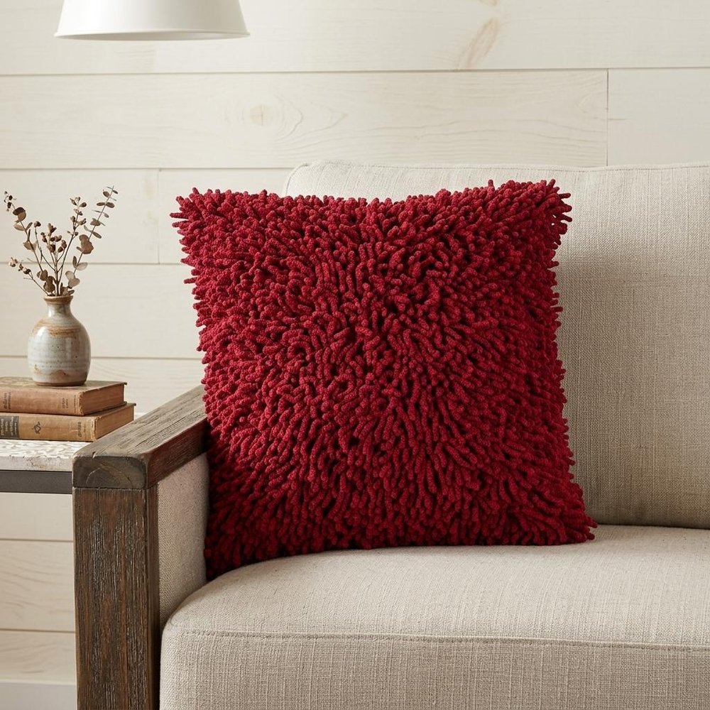 18" Red Cotton Throw Pillow — view 1