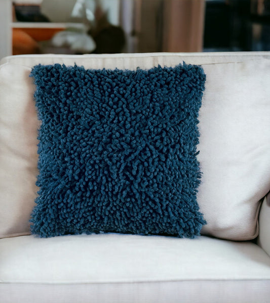 18" Blue Boho Textured Modern Throw Pillow FurniFindUSA