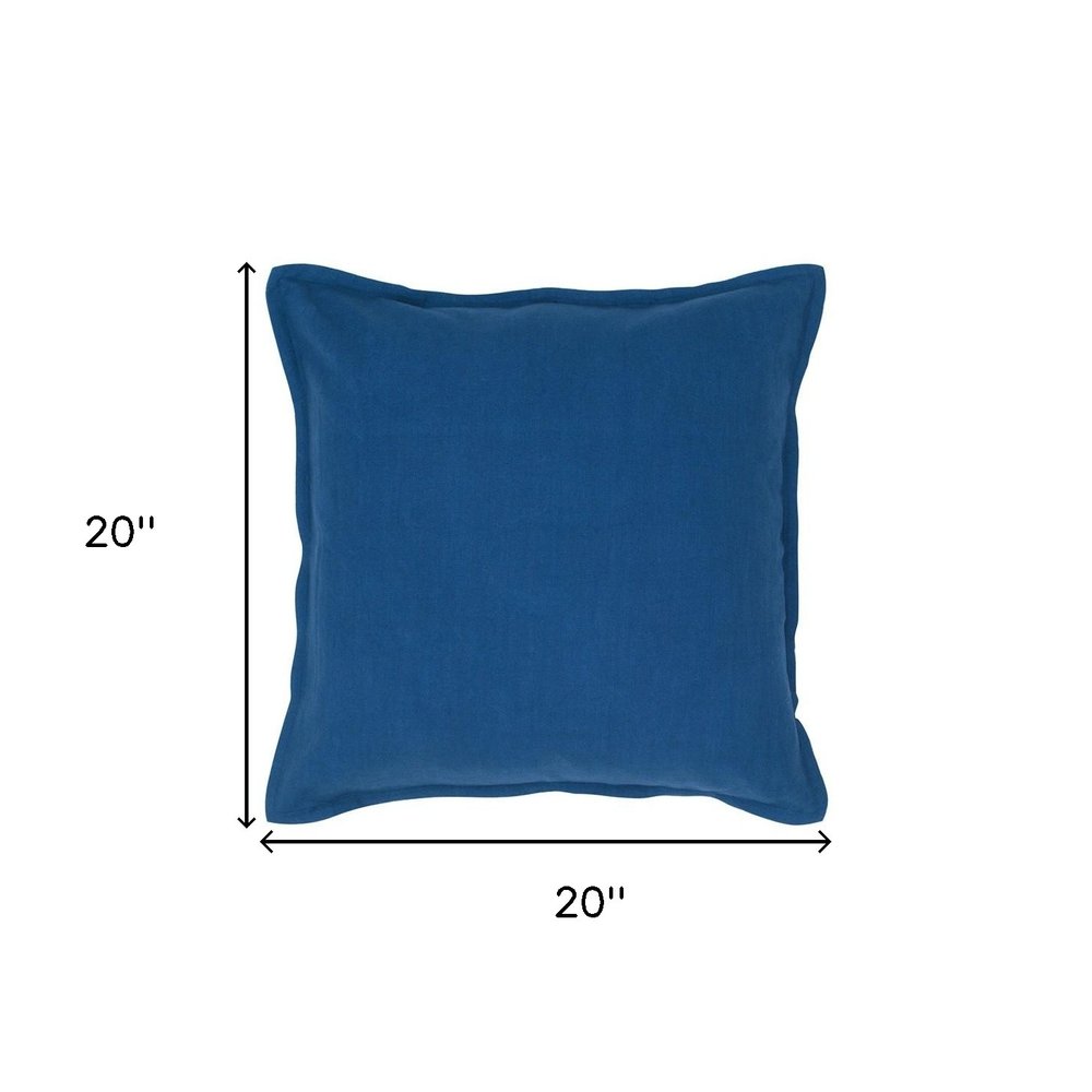 20" Blue Cotton Throw Pillow — view 2
