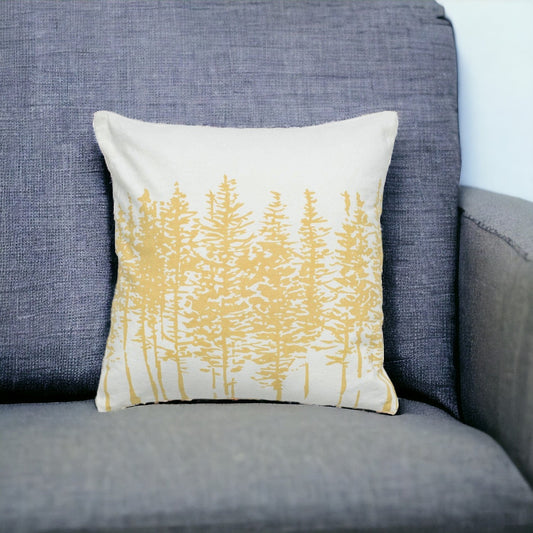 18" Yellow and Ivory Cotton Throw Pillow 6.25" (L) x 18.0" (W) x 18.0" (H) FurniFindUSA