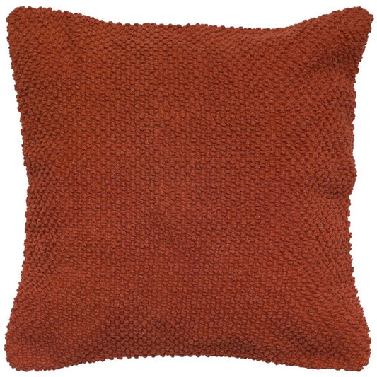 20" Burnt Orange Cotton Throw Pillow with Nubby Texture