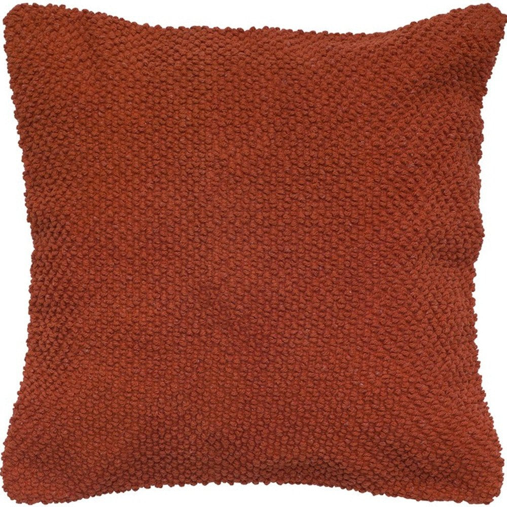 20" Burnt Orange Cotton Throw Pillow with Nubby Texture — view 4