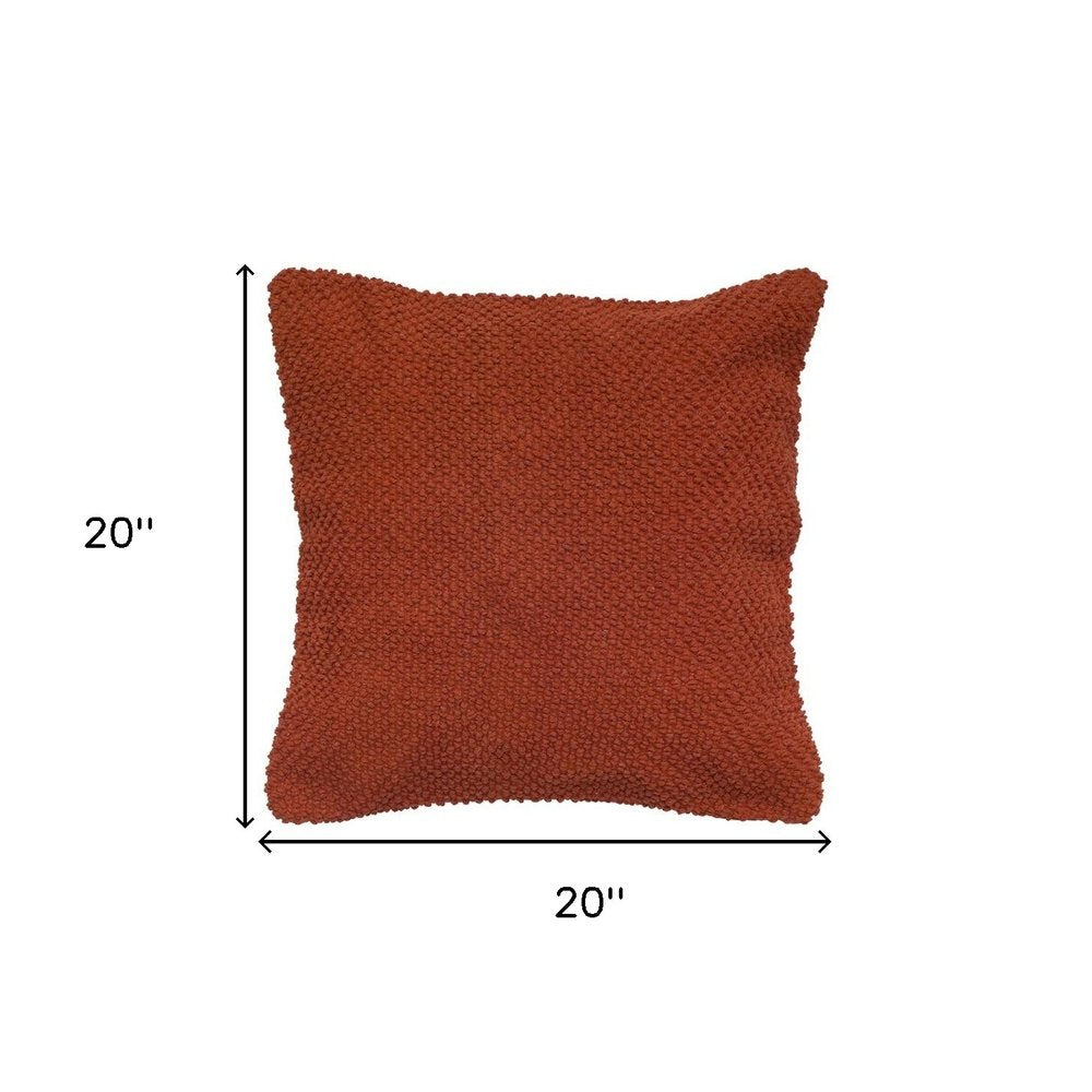 20" Burnt Orange Cotton Throw Pillow with Nubby Texture HomeRoots